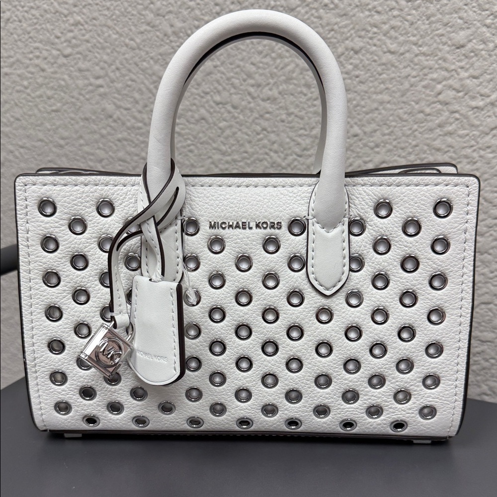 Michael Kors Scarlett Optic White XS Perforated Satchel